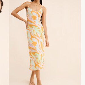 Untitled in Motion Orange Green yellow Women's Desire Slip Midi Dress XS floral